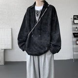 Riolio  Collar Sweatshirt Mens Layered V Neck Pullover Fake Two Piece Streetwear Casual Hoodie Jacket Fall 2025 New Tie Dye Design