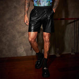 Riolio  Mens Motorcycle Biker Shorts Youth Pu Leather Pants Summer Streetwear Fashion Nightclub Unique Niche Men'S Clothing New