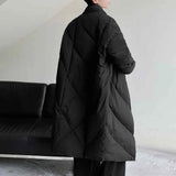 Riolio  Mens Long Winter Cotton-Padded Jacket Plain Dark Daily Outdoor Solid Color Versatile Youth Trendy Top Men'S Clothing New