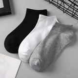 Riolio 5 Pairs Unisex Socks Low Cut Breathable Business Boat Sock Solid Color Comfortable Ankle Casual White Black Summer Men Business