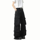 Riolio  Men Loose Fit Cargo Pants Workwear Trousers Multi Pocket Outdoor Casual Joggers Streetwear Hip Hop Drop Crotch Trousers for Men