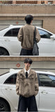 Riolio Coffee American Retro Plaid Coat Gerharrington Stand Collar Jacket Korean Streetwear Vintage Old Vintage Style Zipper Jacket