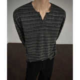 Riolio  2025 New Fall Mens Long Sleeve Tshirt Soft Comfortable Casual Knitted Shirt V Neck Top Fashion Mens Clothing Teen Boys Clothing