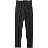 Riolio  Men's Clothing Business Striped Pants Cootrast Color Slim Casual Spring Straight England Banquet Mid Chic Ankle-Length Trousers