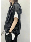 Riolio  Men's Summer New Loose Thin Fashionable Vest Design Sense Top Hoodie Trendy Outerwear Casual Youthful Style Daily Wear