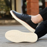 Riolio  Men's Shoes PU Fabric Spring and Autumn Brown Men's Casual Shoes Black Comfortable Classic Walking Shoes Flat Bottom