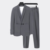 Riolio New Boutique (Blazer + Trousers) Men's Suit Business Port Style Casual Fashion Slim Korean Wedding Moderator Men's 2 Piece Set