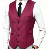 Riolio  Men's Wedding Formal Suit Vest Slim Fit V-Neck Waistcoat Business Party Sleeveless Men's Clothing