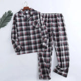 Riolio Plaid Design Multi Colors Warm Cotton Flannel Long-sleeved Trousers Pajamas for Men Autumn and Winter Homewear Sleepwear Sets