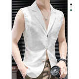 Riolio  Men's Gothic Jacquard Sleeveless Blazer Vest Summer Designer Waistcoat Noble Pattern Sleeveless Tank Top for Men