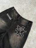 Riolio  Men's All-Season American Streetwear Black Washed Baggy Denim Pants