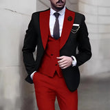Riolio  3-Piece Jacket Vest Pant Men's Tuxedo Set Business Smoking Wedding Dress Blazer Suit for Formal Occasions