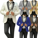 Riolio  Men's 3 Piece Tuxedo Suit Set with Shawl Lapel Blazer Vest And Pants High Quality Regular Fit for Wedding Business Prom