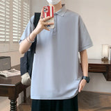 Riolio  Men's Top Trendy T-shirt Spring Summer High Quality Fashionable Minimalist Solid Color Polo Shirt Versatile Comfortable Casual