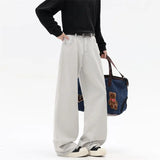 Riolio  White Jeans Men Straight Leg Drag Pants Classic Plain Denim Trousers Unisex Neutral Minimalist Jeans Wholesale Fashion 2025