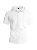 Riolio  Men's Linen Blend Hooded Polo Shirt Summer Casual Short Sleeve Solid Beach T-shirt