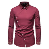 Riolio European Version Luxury Gold Embroidery Shirts for Men High Quality Fabric Micro-elasticity Western Cowboy Long Sleeves Shirt