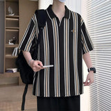 Riolio  Versatile Top Summer Polo Shirt Fashion Stripes Trendy Fit Stylish Comfortable High-Quality Daily Soft Lightweight Men's T-Shirt