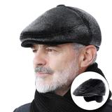 Riolio Winter Faux Mink Fur Newsboy Hat With Earflaps Beret Warm for The Elderly Peaked Cap Bonnet for Old Men Flat Gorras Freeshipping