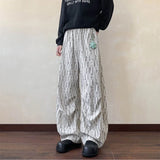 Riolio  Men Trousers Textured Pleated Casual Pants Autumn Streetwear Fashion Daily Outdoor Versatile Loose Straight Pants Men'S Clothing