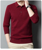 Riolio  100% Wool Lapel Thickened Wool Sweater Autumn and Winter Lead Sweater Men's Polo Knitted Long Sleeves