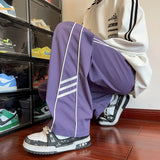 Riolio  Spring Men's New Fashion Pants Youthful Vitality Drawstring Striped All-match Daily Loose Straight Casual Wide Leg Trousers
