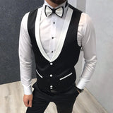 Riolio Men's Vest New Fashion Gentleman Black Slim Fit Single Breasted Single Piece Tank Top Wedding Groom