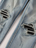 Riolio  Autumn and Spring Fashion Trend American Vintage Straight Leg Ripped Blue Jeans for Men Loose Sports High Quality Denim Pants