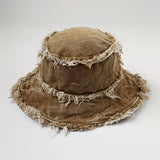 Riolio  Fashion Vintage Distressed Denim Bucket Hat, Wide Brim Outdoor Summer Beach Sun Cap