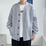 Riolio Korean Sweatshirts Men Fashion Solid Color Style Hoodies Autumn Brand Casual Loose Coat Street Thick Warm Male Cardigans