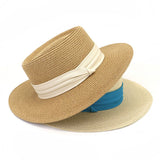 Riolio  Flat Concave Top Paper Straw Hat Spring Summer Women Men Wide Brim Beach Sun Hat Boater Style Fedora Party Cap Sombrero Hombre