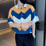 Riolio  Men's Clothing New Spring Summer Man Printing Short Sleeve Loose Handsome Turn-down Collar Fashion Casual Streetwear Shirts