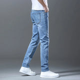 Riolio  New Men's High Quality Slim Jeans Fashion Classic Style Business Straight Stretch Denim Pants Male Brand Trousers Blue Black