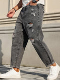 Riolio  Men's All-Season Gray Ripped Loose-Fit Jeans