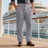 Riolio New American Style Business Men Suit Pants Light Luxury Leisure Linen Straight Pants Urban Fashion High Quality Loose Trousers