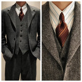 Riolio  Retro Herringbone Men's Blazer Suits Autumn Winter Single-breasted 3-piece Set Jacket vest Pant Thick style Formal Tuxedo Coats