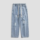 Riolio New Men Baggy Ripped Jeansripped Trousers Hip Hop New Mens Loose Jeans Neutral Pants Solid Color Women Oversized  Straight Jeans
