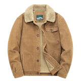 Riolio Winter Mens Jacket Warm Corduroy Jackets and Coats Fur Collar Winter Casual Coats Outwear Male Thermal Cotton Jacket Streetwear