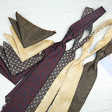 Riolio  2PCS Neck Tie Set Luxury Brown Floral Dots Neckties Khaki Striped Handkerchief Polyester Woven Pocket Square Shirt Accessories