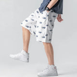 Riolio  New Summer Shorts Male Korean Casual Loose Quarter Pants Printing Solid Color Wide Legs Elastic Waist All-match Trousers