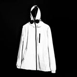 Riolio  Men's Outdoor Full Reflective Jacket Hooded Loose Windproof Night Shiny Coats Jackets Streetwear Fashion Windbreaker Men Women