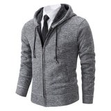 Riolio Men's Fashion Solid Color Hooded Pullover Sweater Cardigan Autumn Winter Fleece Thick Warm Coat Casual Sports Sweater