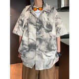 Riolio  Hawaiian Short-sleeved Men's New Style Ice Silk Light Mature Handsome Flower Shirt Top Men