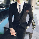 Riolio  S-7XL ( Blazer + Vest + Pants ) Brand Men's Formal Business Suit Three-piece Set Groom Wedding Party Dress Solid Color Plaid