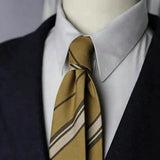 Riolio  2PCS Neck Tie Set Men Luxury Soft Cotton Neckties Brown Striped Pocket Square British Style Gentleman Tuxedo Shirt Accessories