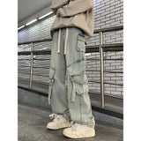 Riolio  Men's Jeans Multi-Pocket Loose Straight-Leg Wide-Leg Spring Autumn New Arrival Long Pants