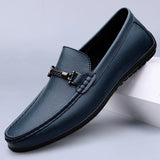 Riolio  Mens Metal Buckle Loafers Genuine Leather Men Casual Shoes Handmade Moccasins Breathable Male Walking Shoes Comfort Travel Flats