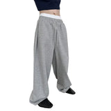 Riolio  Men Drawstring Waist Loose Straight Leg Wide Leg Sports Sweatpants With Pockets