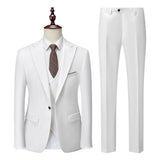 ( Jacket + Vest + Pants ) Solid Color Office Business Formal Men's Suit Three Piece Set Groom Wedding Dress Party Tailcoat
