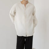 Riolio  Loose Men's Autumn New Trendy and Versatile Waffle V-neck Bottomed Long-sleeved Casual Pullover